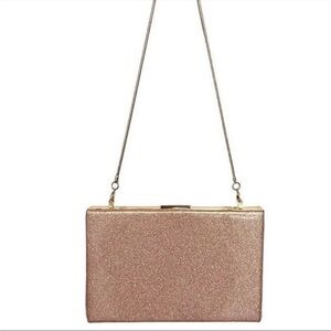 Kate Spade Purse Crystal Court Rose Gold Pink Glitter Hardcase Clutch